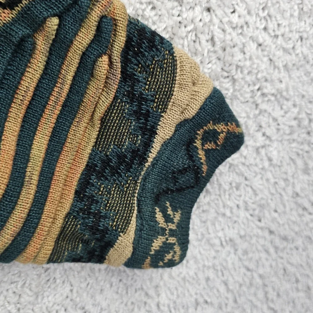 Vintage Tundra Canada Knit Sweater Cardigan Size Large 90s Coogi Style 3D Cotton